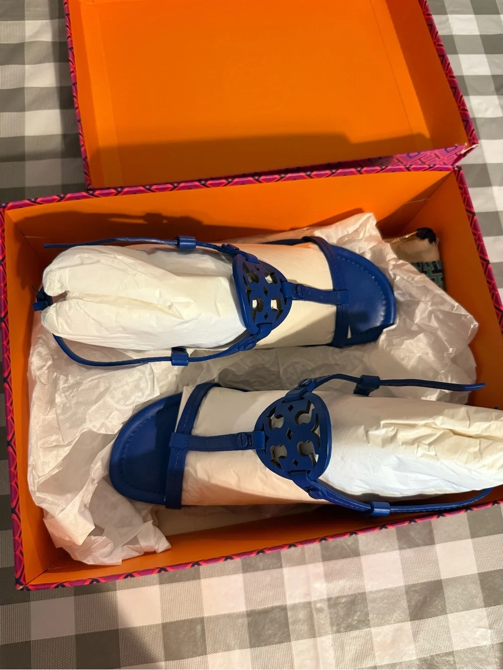 Tory Burch Bright Blue Miller T-Strap Sandals
